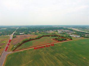 An arial photo of a lot for sale on Marlowe Avenue NE in Albertville, MN